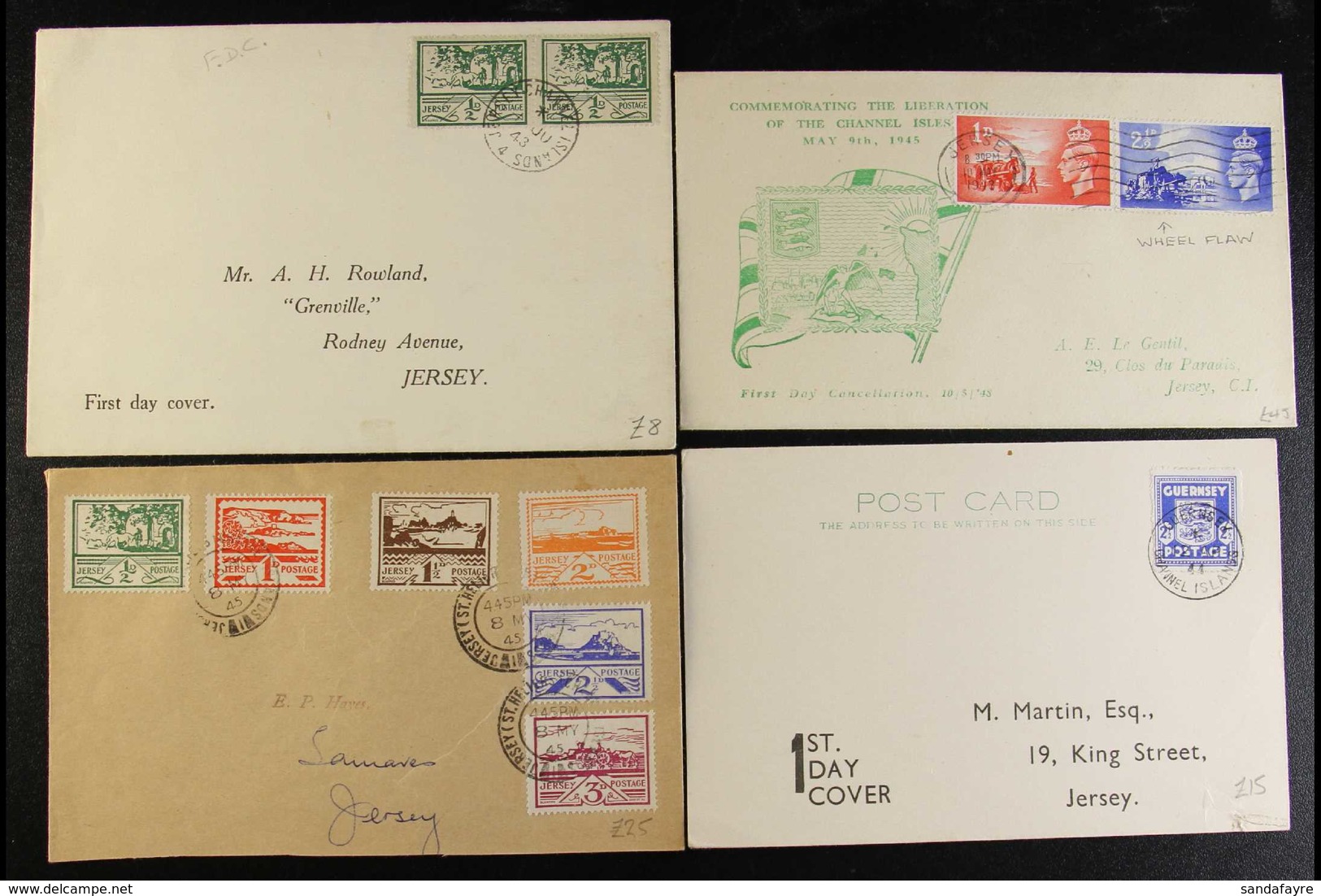 1941-1950 JERSEY AND GUERNSEY COVERS With Good Range Of Definitive Covers And Cards (some First Day), 1948 Liberation Se - Sonstige & Ohne Zuordnung