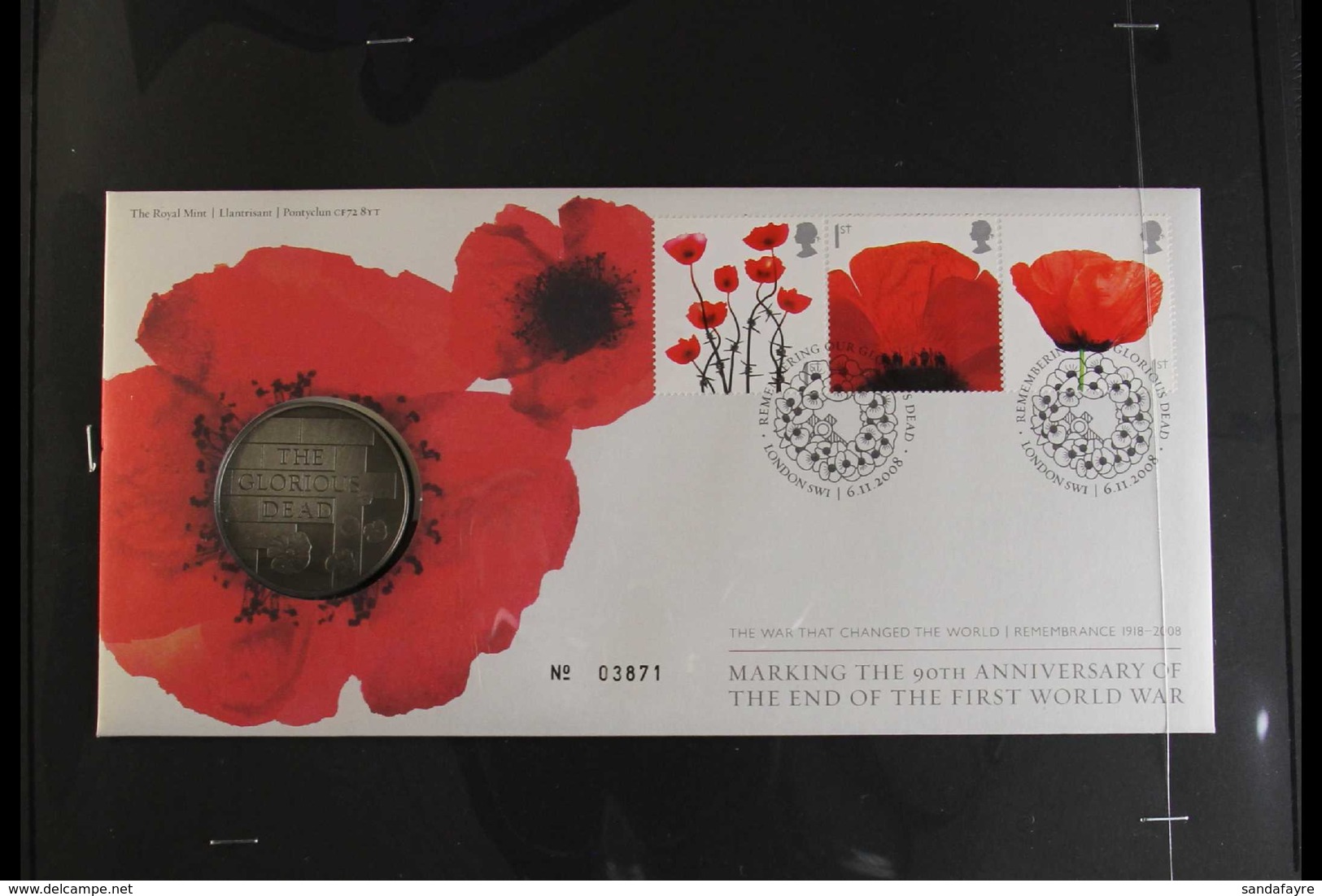 2008-15 WAR COIN COVERS. A Trio Of Royal Mint GB Coin Covers Including 2008 "The Glorious Dead" Remembrance Medal Cover, - FDC