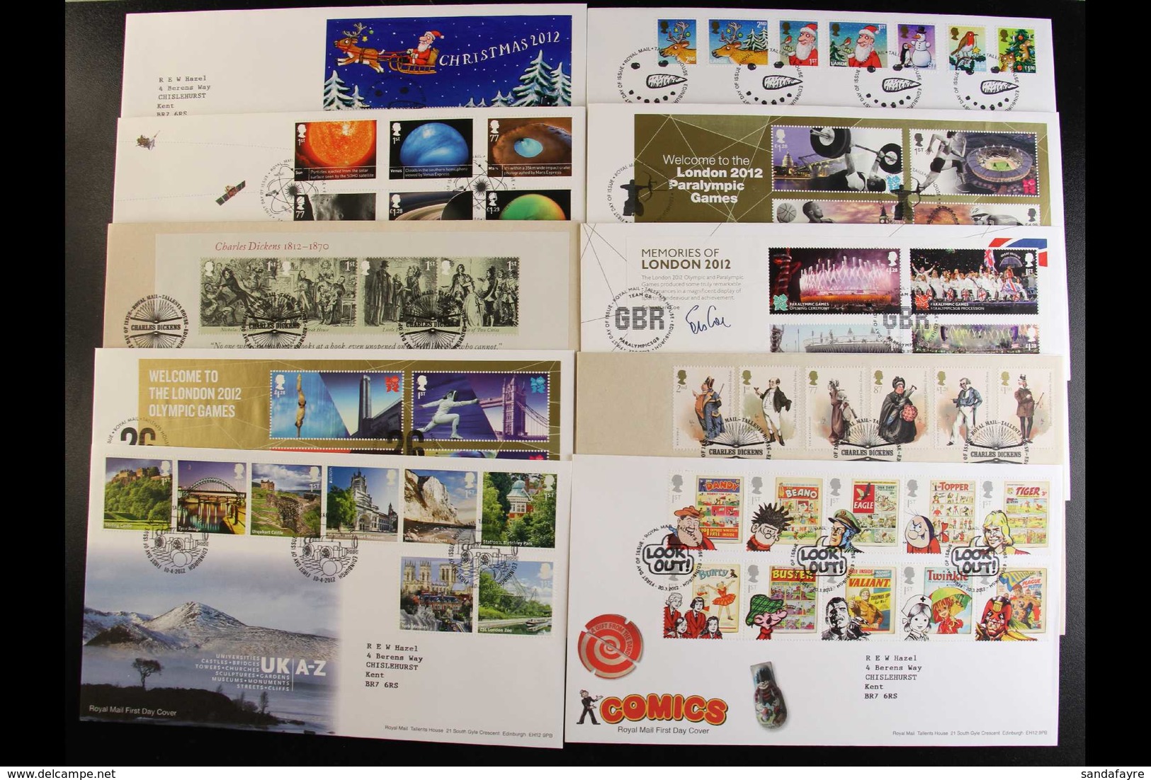 2012 COMPLETE YEAR SET For All Commemorative Sets And Miniature Sheets (no "Post & Go") On Illustrated FDC's, Tied By Bu - FDC