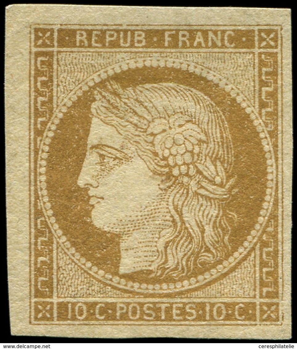 * EMISSION DE 1849 1    10c. Bistre-jaune, Petit Cdf, TTB, Certif. P. Scheller - 1849-1850 Cérès