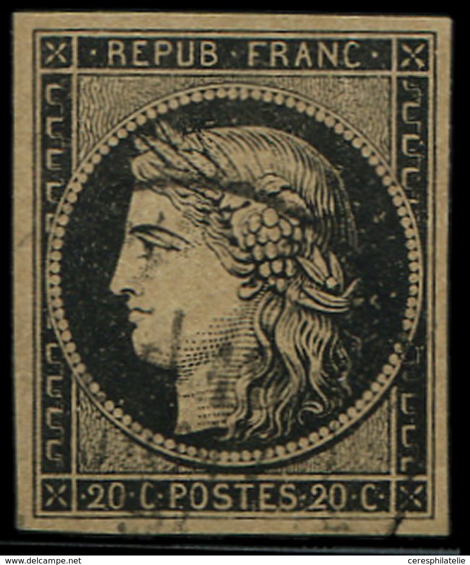 EMISSION DE 1849 3    20c. Noir Sur Jaune, Obl. Càd, TB. Br - 1849-1850 Cérès