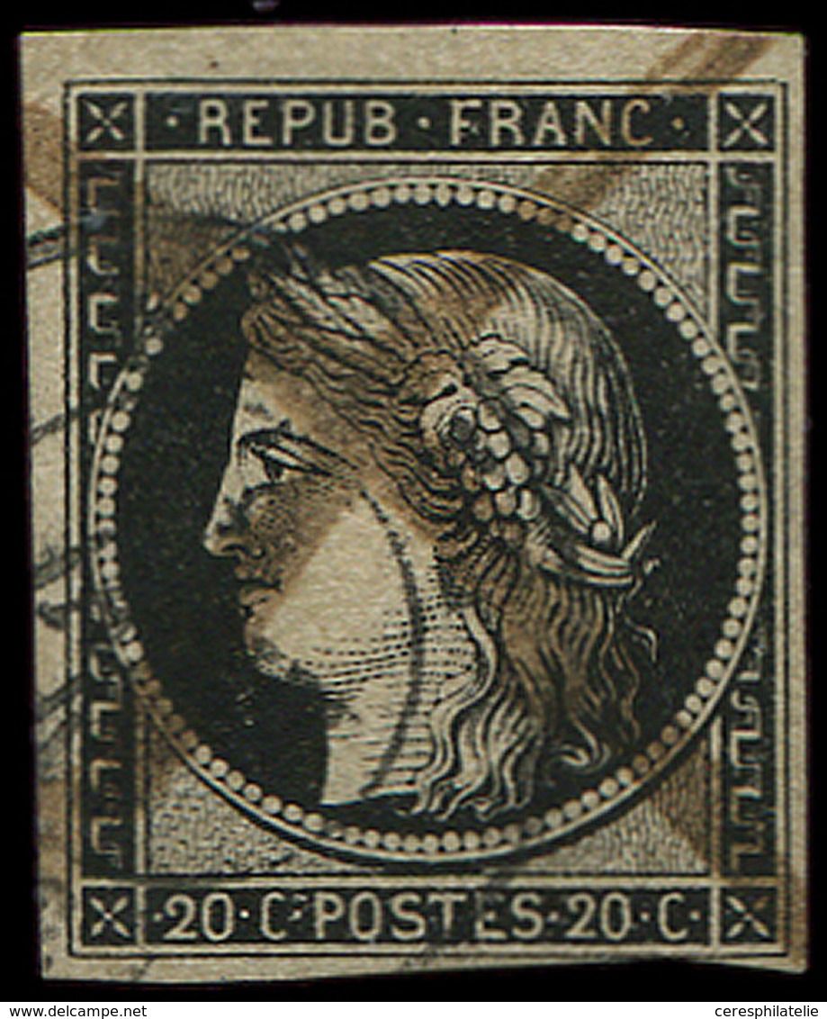 EMISSION DE 1849 3    20c. Noir Sur Jaune, Obl. PLUME Et Càd, TB - 1849-1850 Ceres