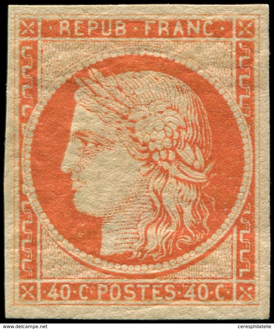 * EMISSION DE 1849 5A   40c. Orange Foncé, Gomme Brunâtre Du 1er Tirage, TTB - 1849-1850 Ceres