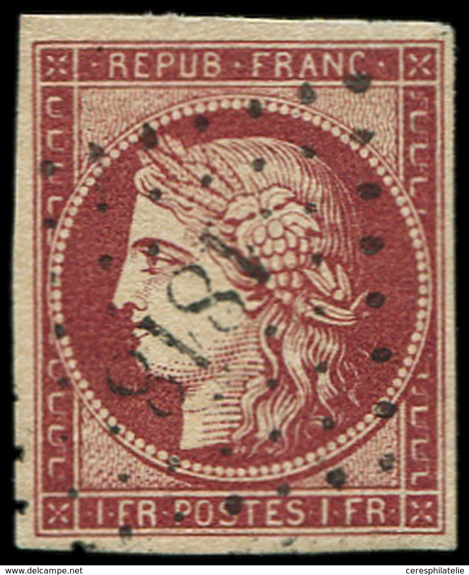 EMISSION DE 1849 6     1f. Carmin, Obl. PC 1818, Belle Nuance, TB. C - 1849-1850 Cérès