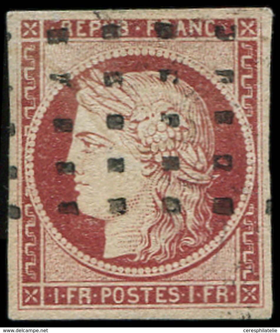 EMISSION DE 1849 6     1f. Carmin, Obl. GROS POINTS, TB. Br - 1849-1850 Ceres