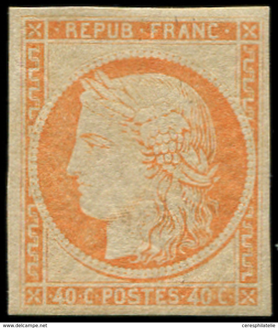 * EMISSION DE 1849 R5g  40c. Orange, REIMPRESSION, Une Paille Dans Le Papier Sinon TB. C - 1849-1850 Ceres