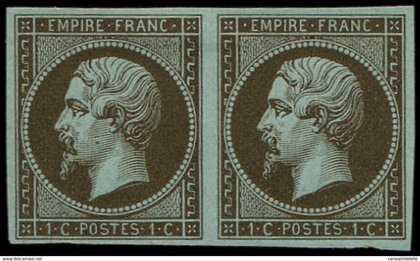 (*) EMPIRE NON DENTELE 11c   1c. Mordoré, PAIRE, TB - 1853-1860 Napoléon III