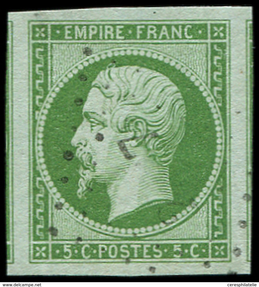 EMPIRE NON DENTELE 12    5c. Vert, Obl. PC Léger, Marges énormes, 2 Voisins, Superbe - 1853-1860 Napoléon III