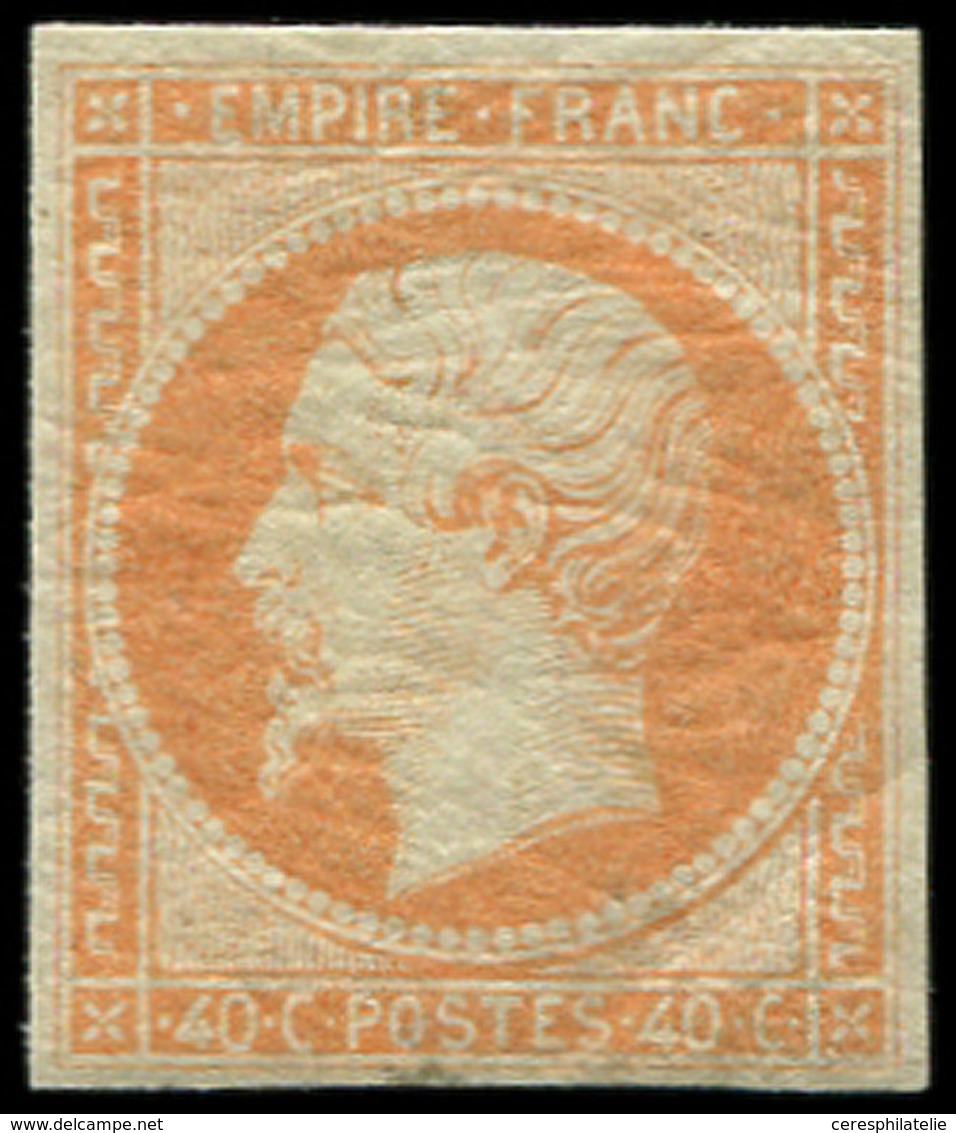 ** EMPIRE NON DENTELE 16j  40c. Orange Pâle, TB, Certif. Roumet - 1853-1860 Napoléon III