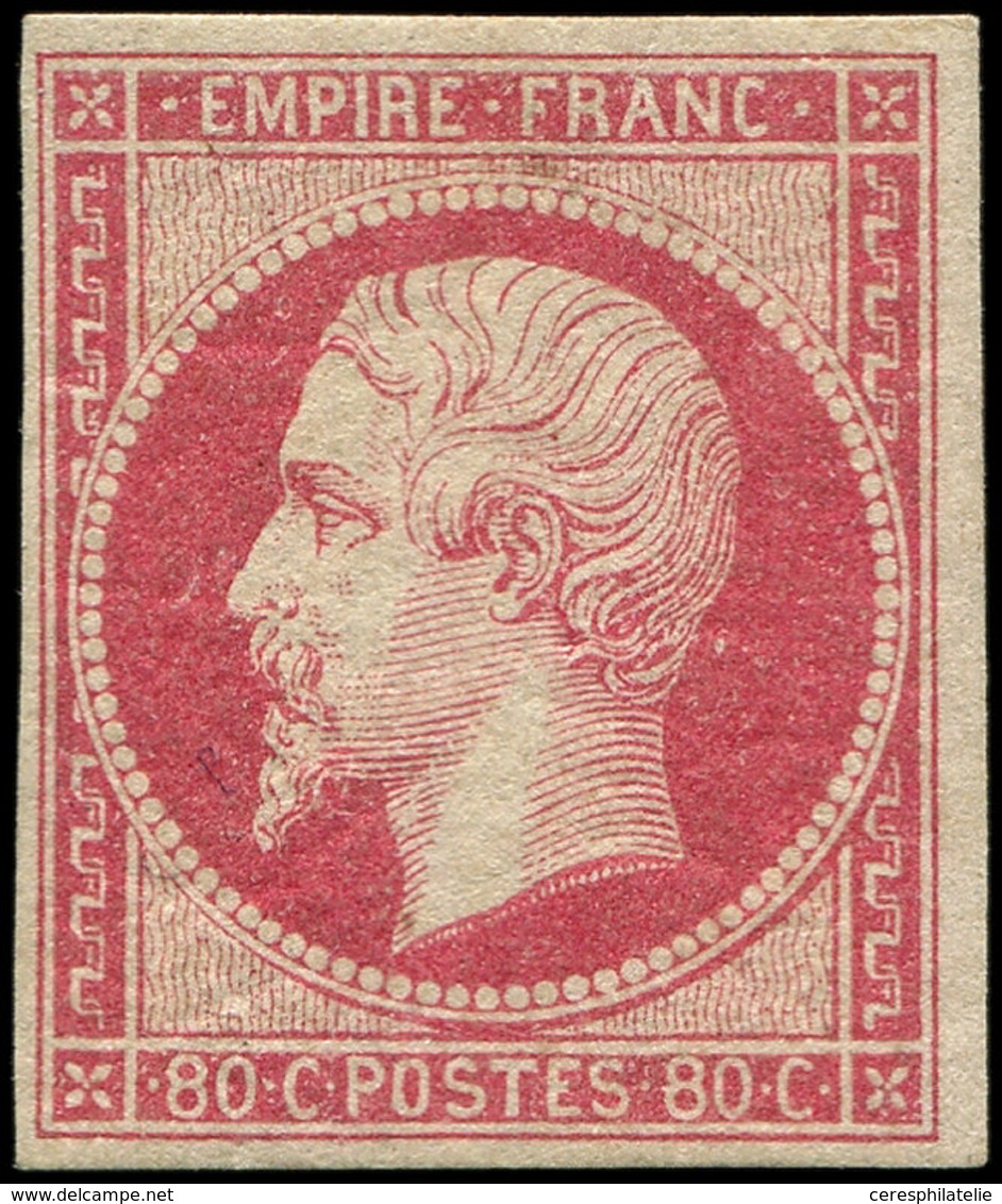 * EMPIRE NON DENTELE 17B  80c. Rose, Inf. Trace D'une Ancienne Ch., TB. C Et J - 1853-1860 Napoléon III