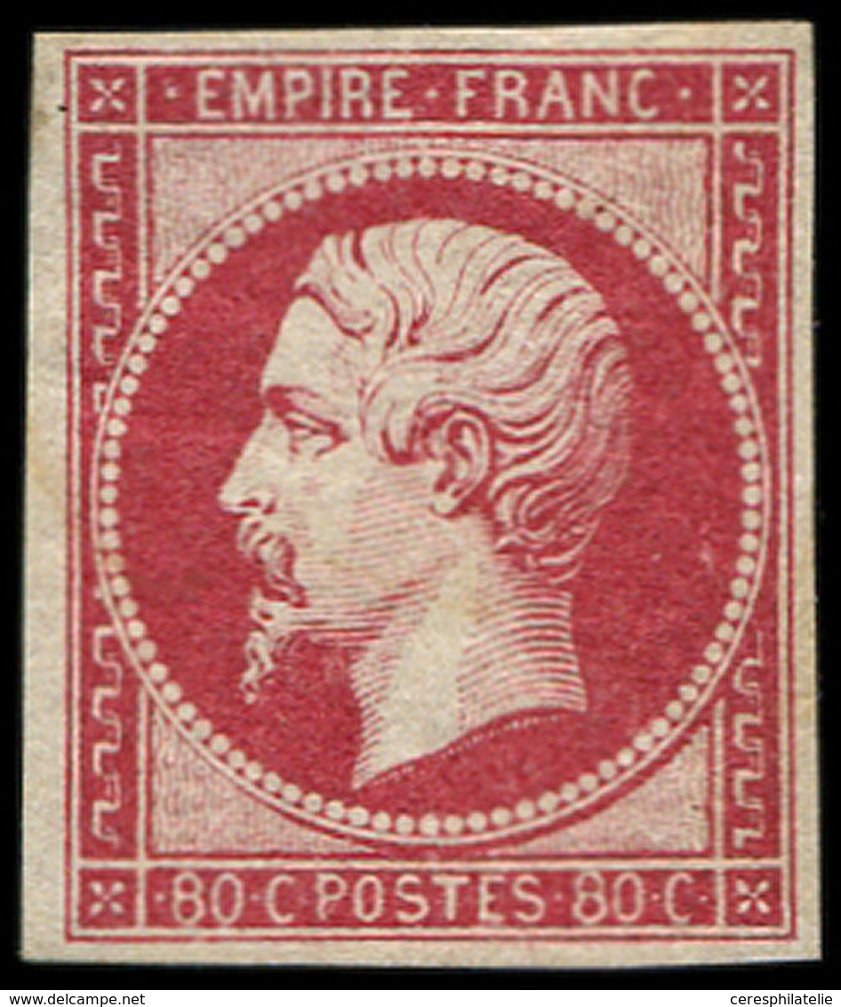 * EMPIRE NON DENTELE 17Ba 80c. Rose Vif, Frais Et TB, Certif. Diena - 1853-1860 Napoléon III