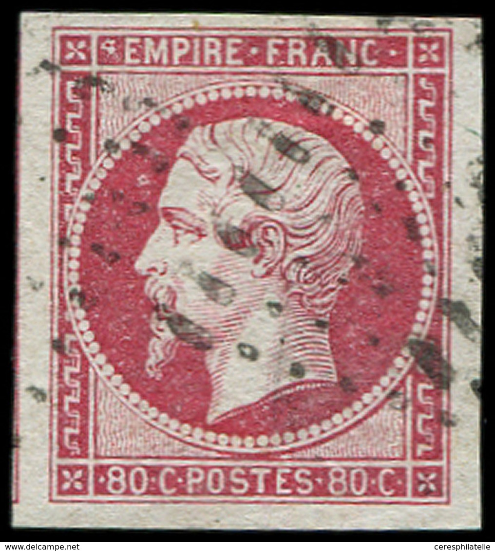 EMPIRE NON DENTELE 17B  80c. Rose, Obl., 3 Grandes Marges, Amorce De Voisin à Gauche, TTB/Superbe. S - 1853-1860 Napoléon III