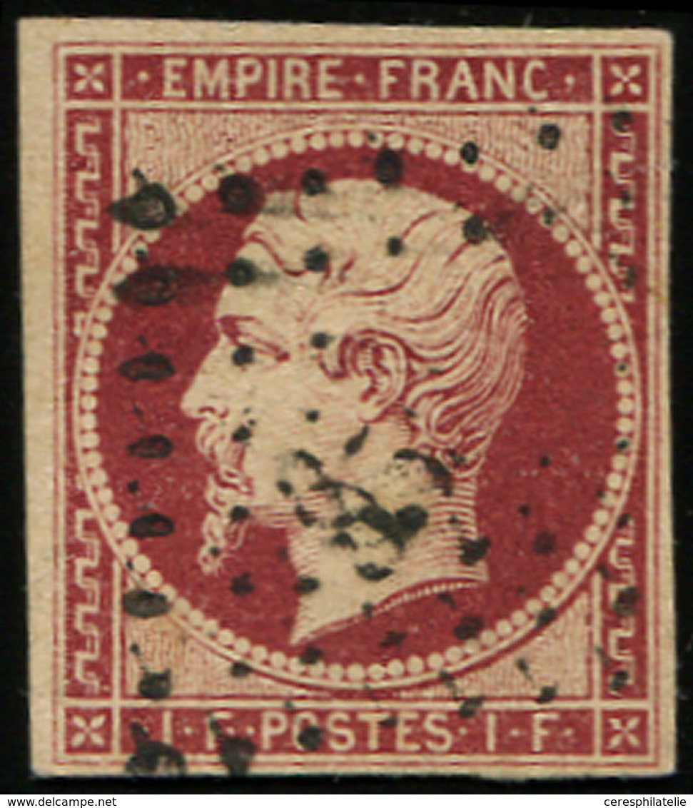 EMPIRE NON DENTELE 18    1f. Carmin, Obl. PC, Infime Pelurage, Sinon TB. C - 1853-1860 Napoleon III