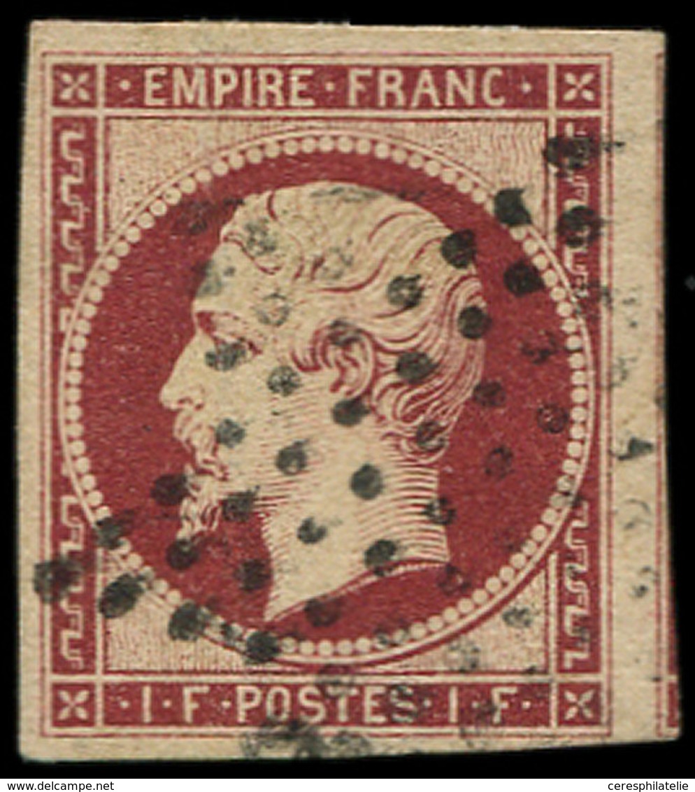 EMPIRE NON DENTELE 18    1f. Carmin, Obl. Etoile, Filet De Voisin à Droite, Léger Pli, Sinon TB. C - 1853-1860 Napoléon III