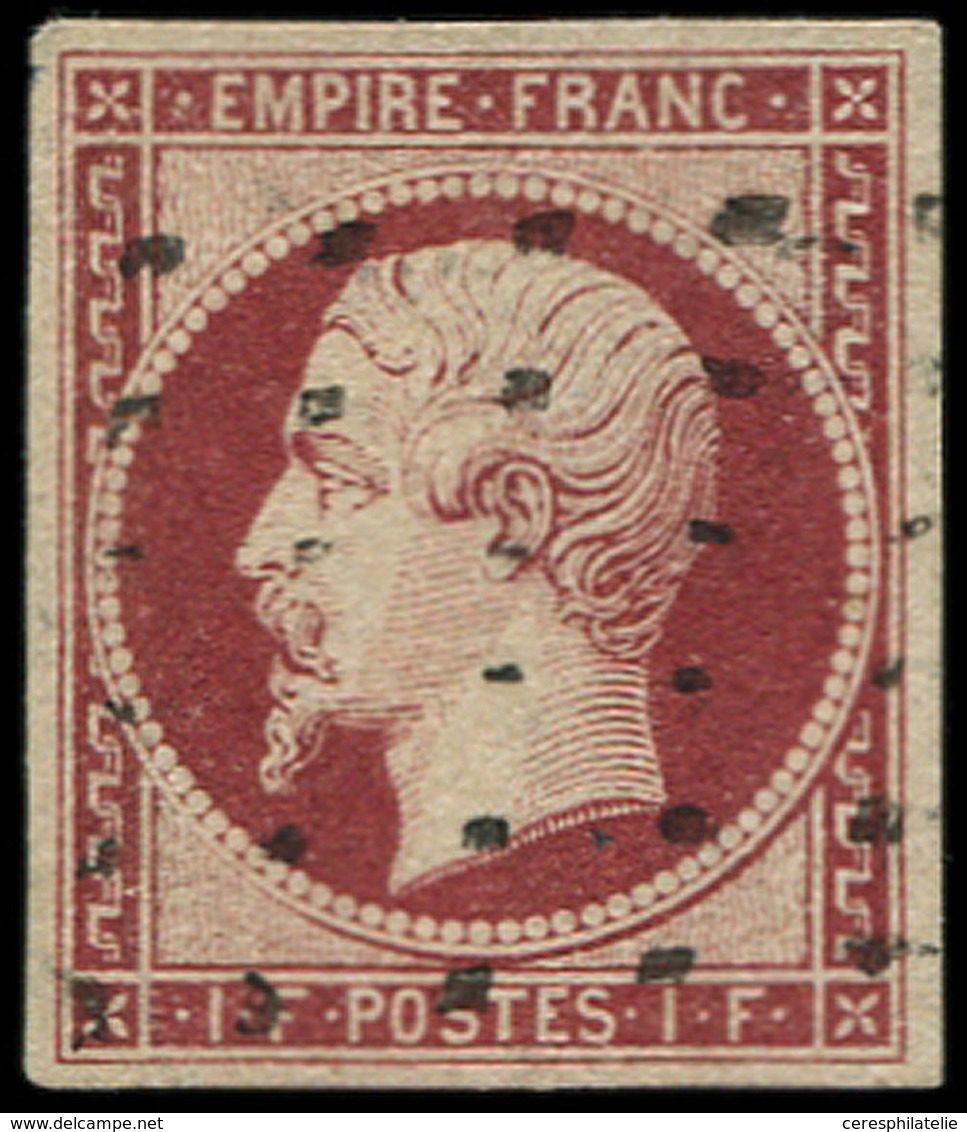 EMPIRE NON DENTELE 18    1f. Carmin, Obl. GROS POINTS, Frappe Légère, TB/TTB - 1853-1860 Napoléon III