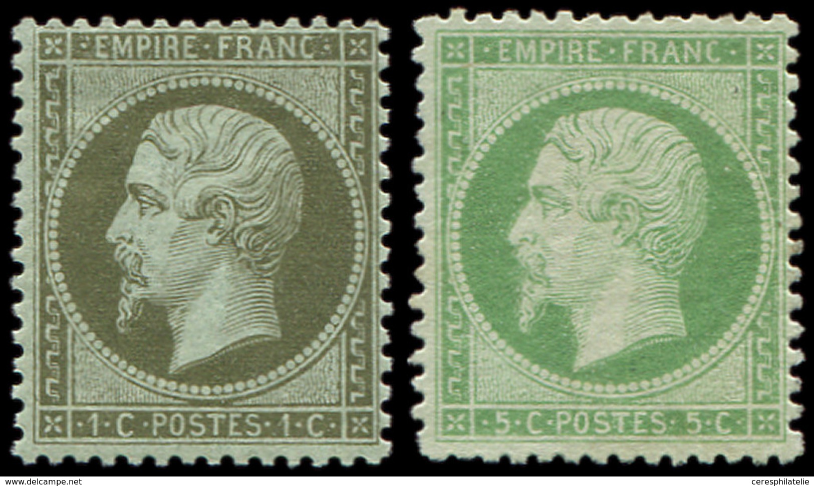 * EMPIRE DENTELE 19 Et 20, 1c. Olive Et 5c. Vert, TB - 1862 Napoléon III