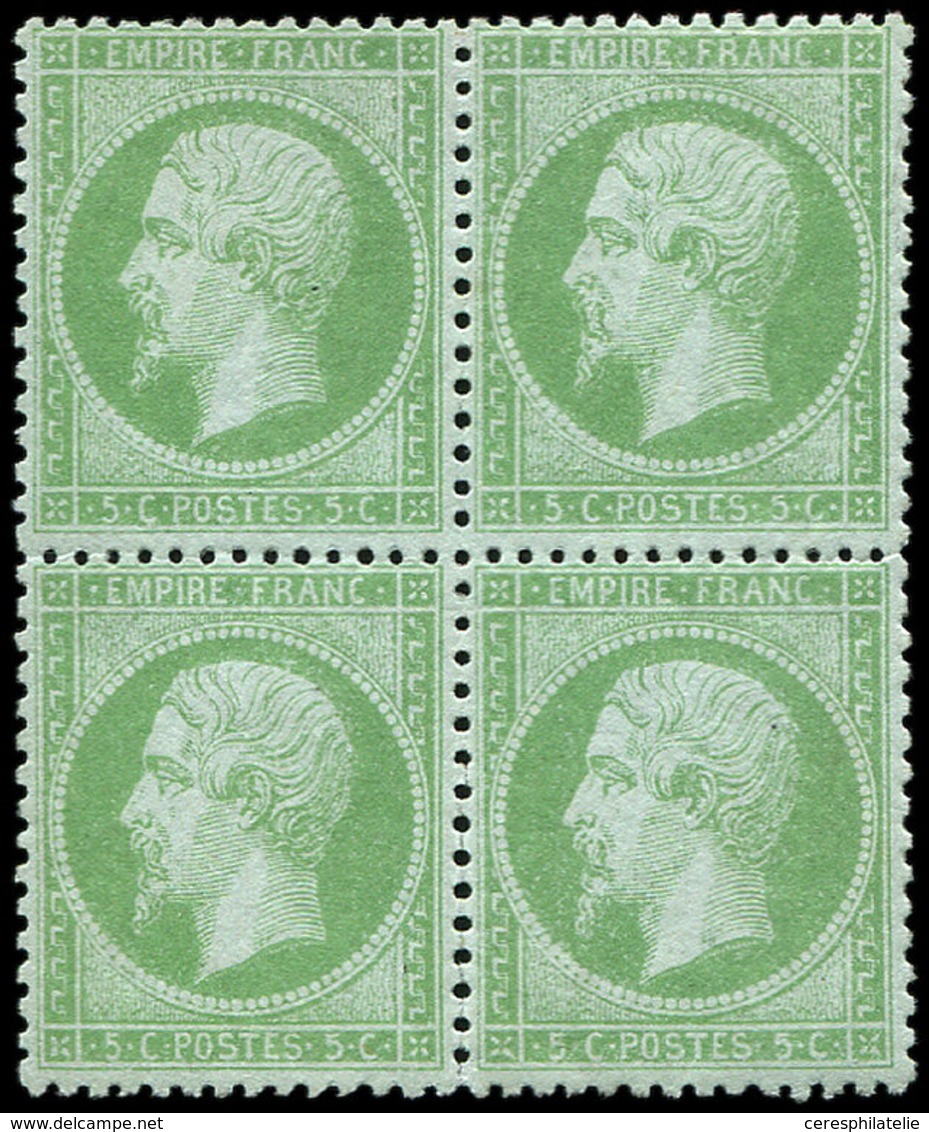 * EMPIRE DENTELE 20    5c. Vert, BLOC De 4 Bien Centré, Quasi **, TB. J - 1862 Napoléon III