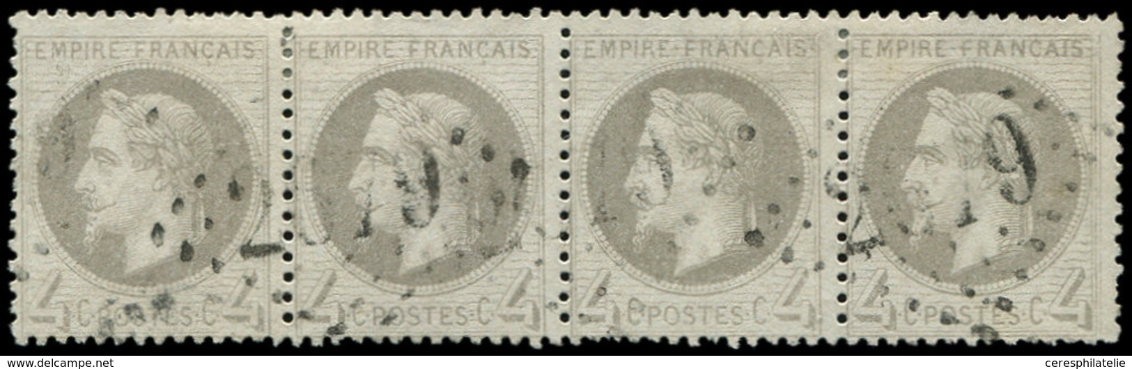 EMPIRE LAURE 27A   4c. Gris, T I, BANDE De 4 Oblitérée GC, TB - 1863-1870 Napoleon III With Laurels