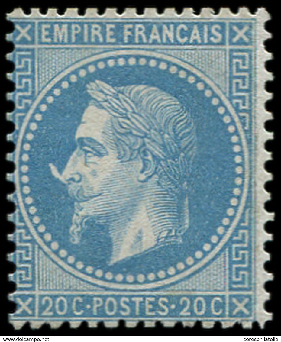 (*) EMPIRE LAURE 29Bb 20c. Bleu, T II, "A LA CORNE", R En Neuf, TB. C - 1863-1870 Napoleon III With Laurels