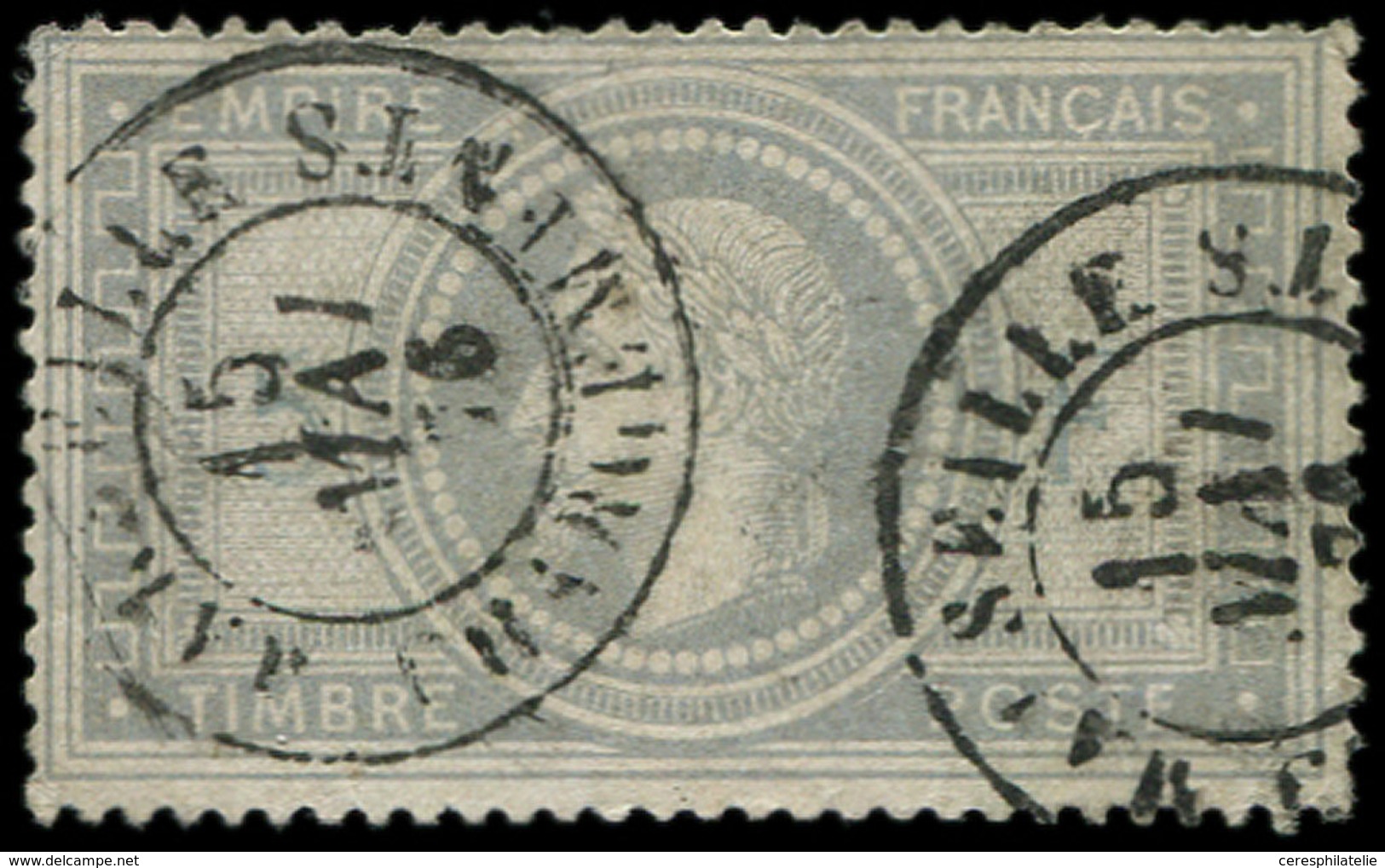 EMPIRE LAURE 33    5f. Violet-gris Obl. Càd MARSEILLE/CHARGEMENTS 15/5/76, Défx, Aspect TB - 1863-1870 Napoleon III With Laurels