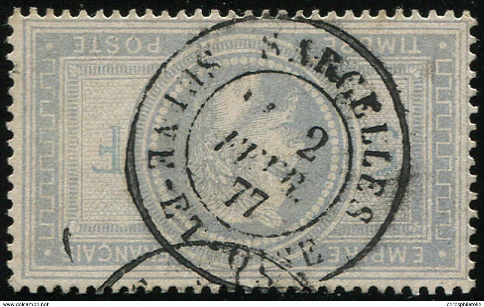 EMPIRE LAURE 33    5f. Violet-gris, Obl. Càd T18 SARCELLES 2/2/77, TTB. S - 1863-1870 Napoléon III Lauré