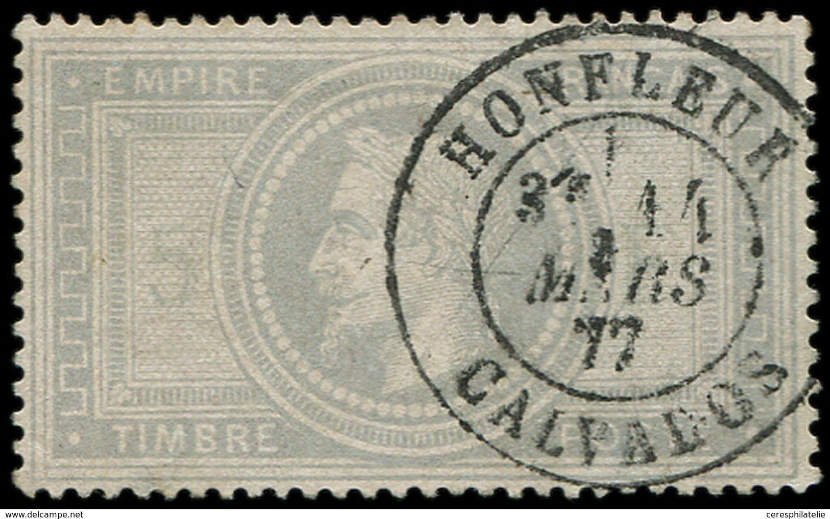 EMPIRE LAURE 33    5f. Violet-gris, Obl. Càd T18 HONFLEUR, Petit Cl., Frappe TTB. C - 1863-1870 Napoléon III Lauré