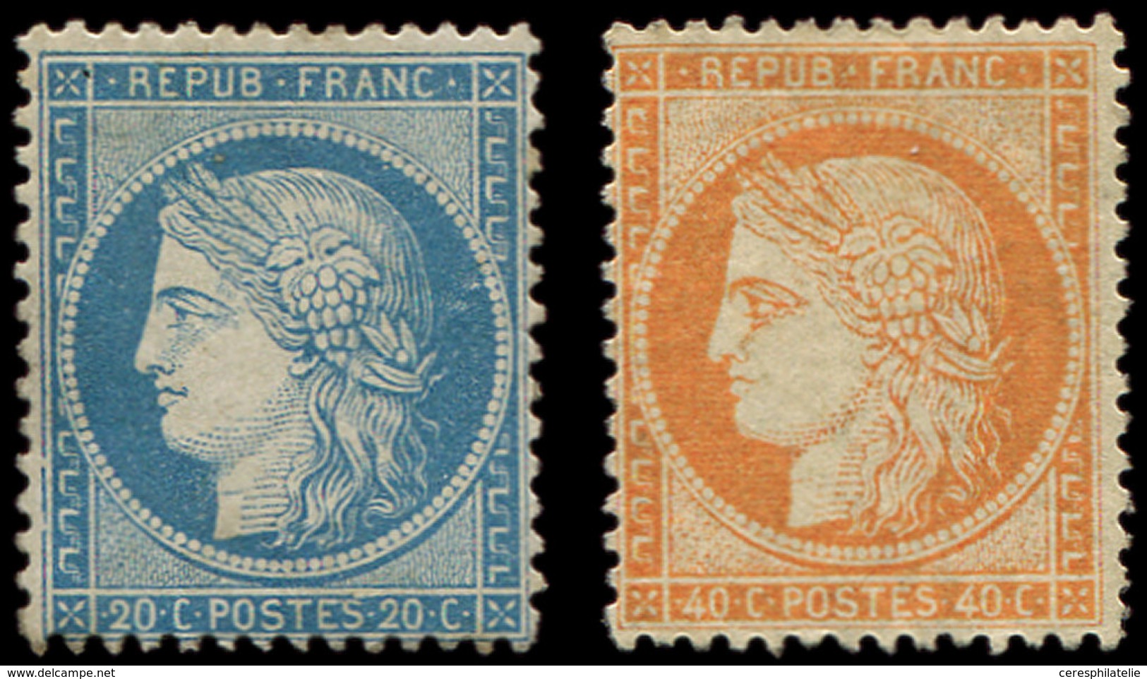 * SIEGE DE PARIS 37 Et 38, 20c. Bleu Et 40c. Orange, Gomme Partielle, Aspect TB. Br - 1870 Siege Of Paris