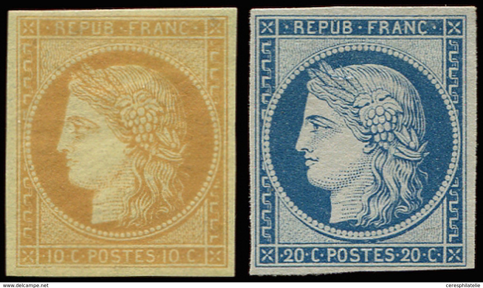 (*) SIEGE DE PARIS R36c Et R37f, 10c. Bistre-jaune Et 20c. Bleu, Granet, TB - 1870 Siège De Paris