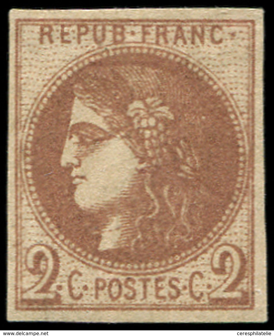 * EMISSION DE BORDEAUX 40Aa  2c. Chocolat, R I, Forte Ch. Mais Jolie Nuance, Aspect TB. C - 1870 Bordeaux Printing