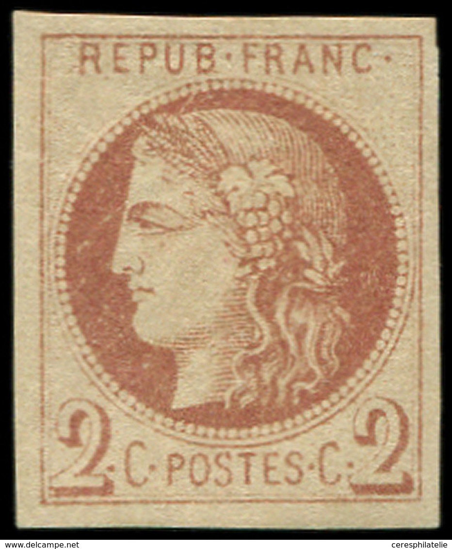 * EMISSION DE BORDEAUX 40Af  2c. Chocolat Clair, Impression Fine De TOURS, Frais Et TB - 1870 Emission De Bordeaux