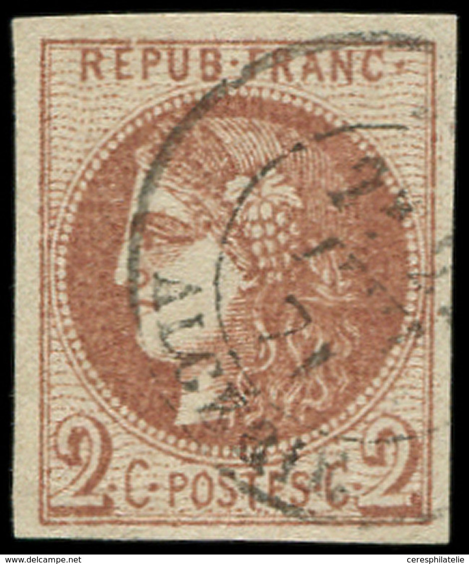 EMISSION DE BORDEAUX 40B   2c. Brun-rouge, R II, Obl. Càd En ALGERIE, 1871, TTB - 1870 Bordeaux Printing