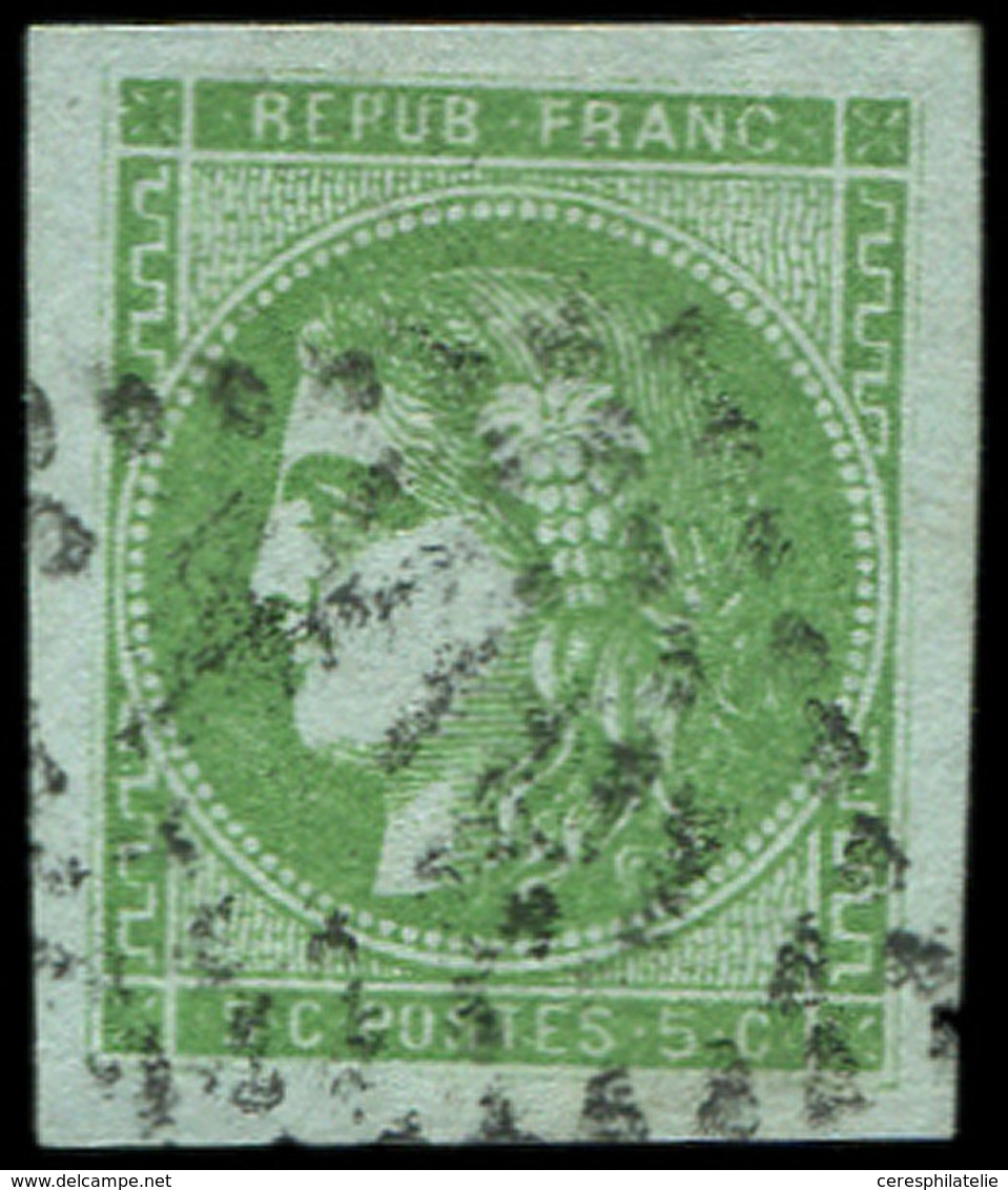 EMISSION DE BORDEAUX 42B   5c. Vert-jaune, R II, Grandes Marges, Obl. GC, TTB - 1870 Emission De Bordeaux