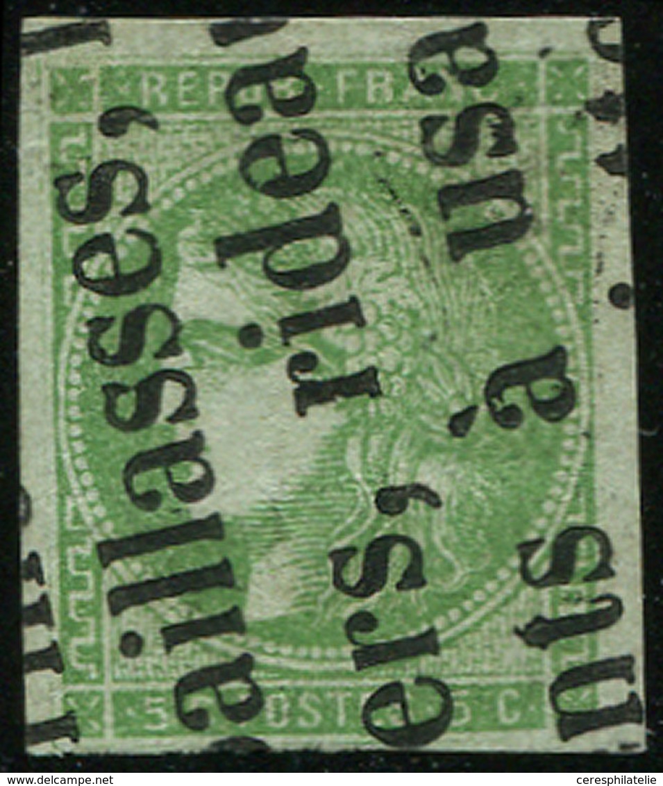 EMISSION DE BORDEAUX 42B   5c. Vert-jaune, R II, Obl. TYPO, TB. Br - 1870 Emission De Bordeaux