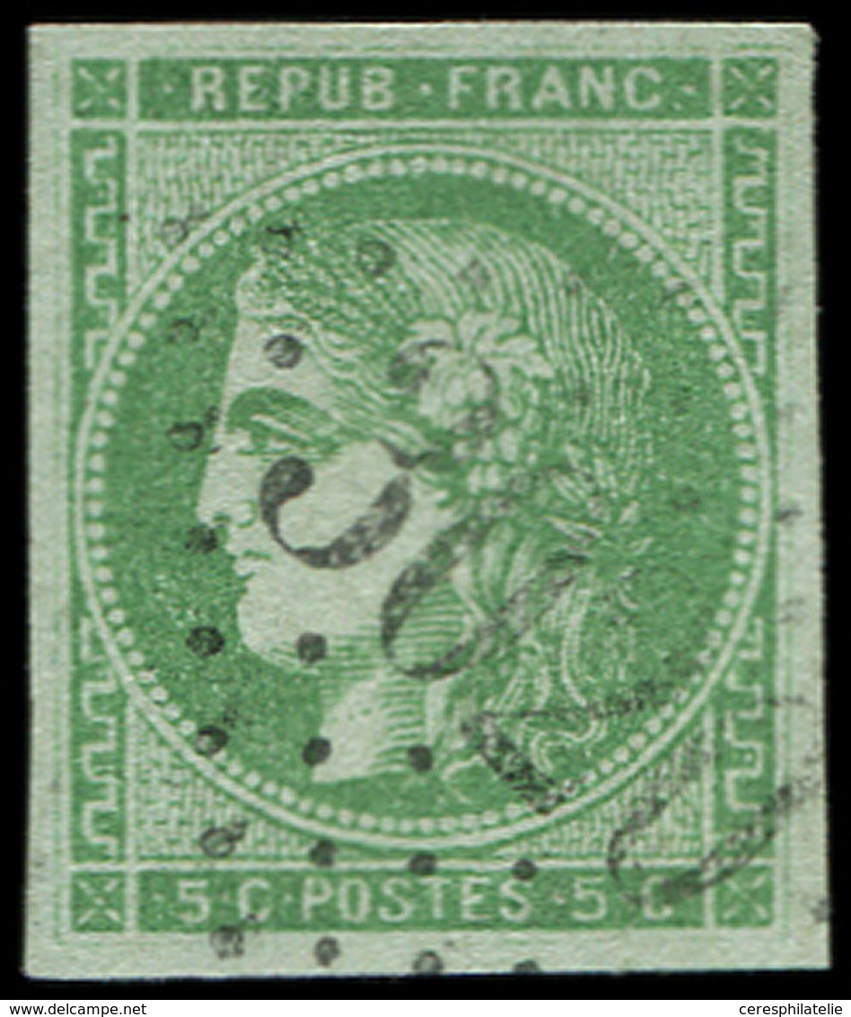 EMISSION DE BORDEAUX 42Bh  5c. Vert, R II, Obl. GC 3020, Nuance Certifiée Calves, TB - 1870 Emission De Bordeaux