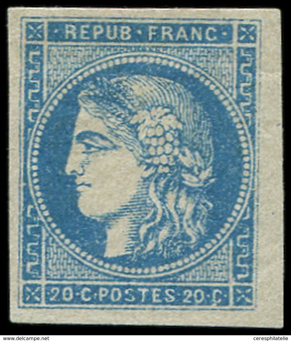 * EMISSION DE BORDEAUX 45A  20c. Bleu, T II, R I, Frais Et TB. C - 1870 Emission De Bordeaux