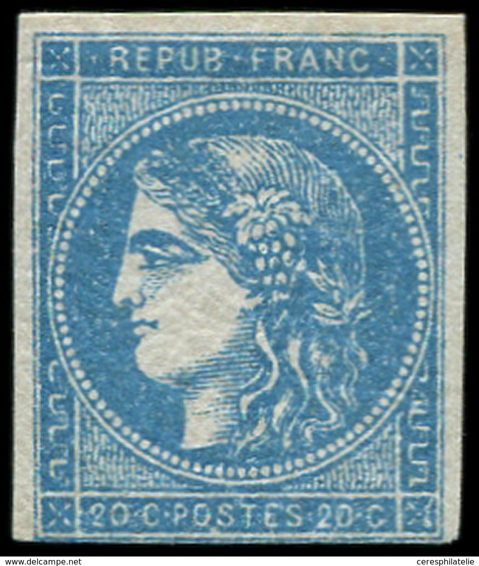 * EMISSION DE BORDEAUX 45C  20c. Bleu, T II, R III, Marge Fine En Bas, Sinon TB, Certif. Sorani - 1870 Emission De Bordeaux