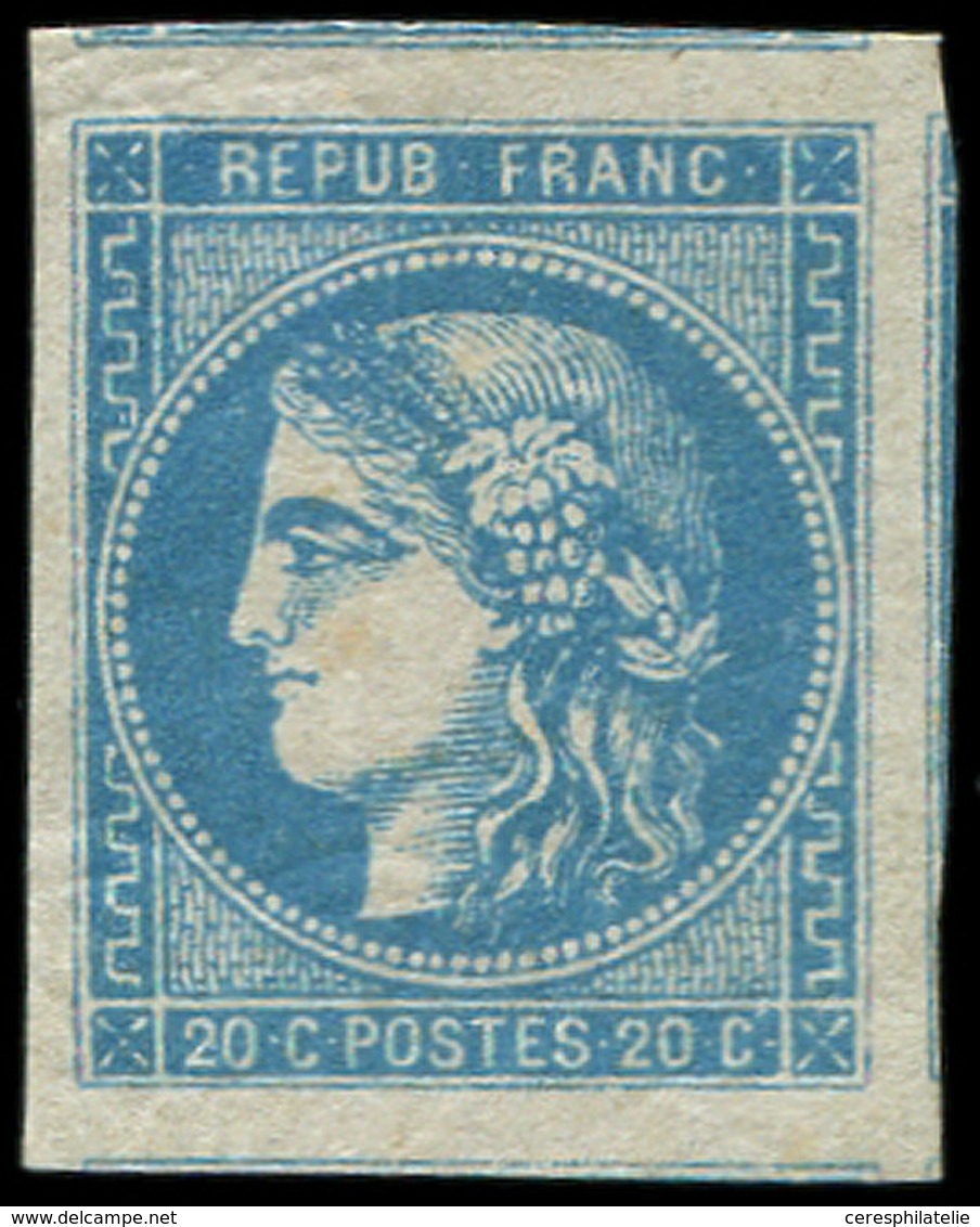 * EMISSION DE BORDEAUX 46B  20c. Bleu, T III, R II, Grandes Marges, TTB - 1870 Ausgabe Bordeaux