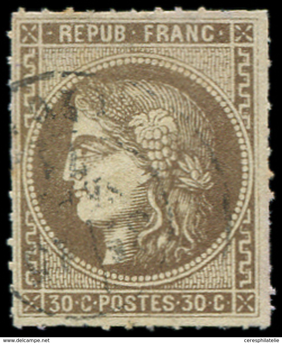 EMISSION DE BORDEAUX 47   30c. Brun, PERCE En LIGNES, Obl. Càd T17, TB - 1870 Ausgabe Bordeaux