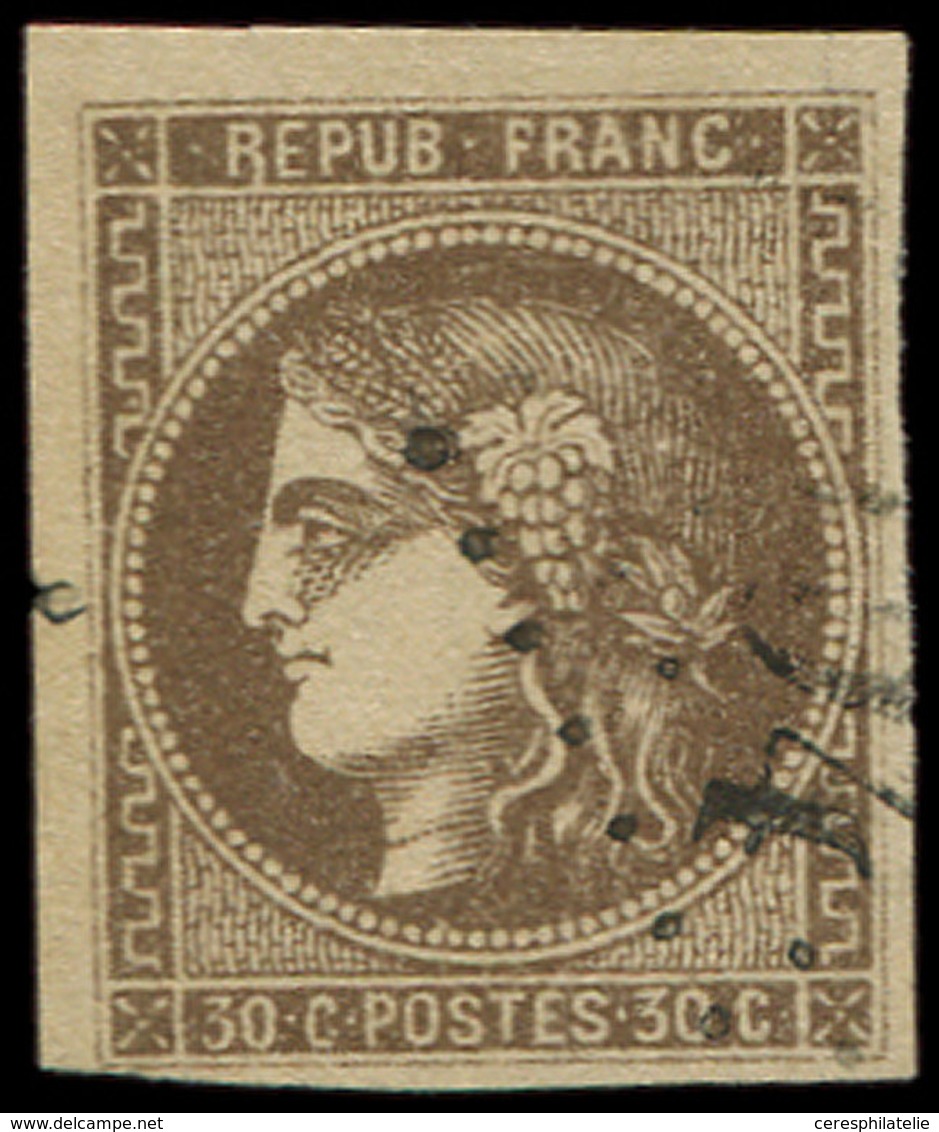 EMISSION DE BORDEAUX 47e  30c. Brun, "R" Relié Au Cadre, Obl. Légère, TTB - 1870 Emission De Bordeaux