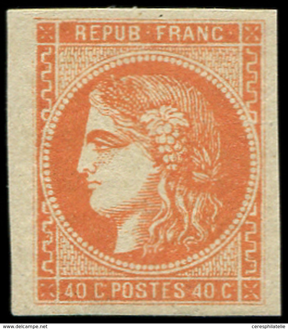 ** EMISSION DE BORDEAUX 48   40c. Orange, Petite Froiss. Horiz., Aspect TB - 1870 Bordeaux Printing