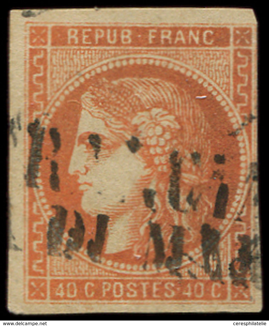 EMISSION DE BORDEAUX 48   40c. Orange, Oblitération Italienne FRANCIA VIA DI MARE, Au Filet à Droite, B/TB. C - 1870 Bordeaux Printing
