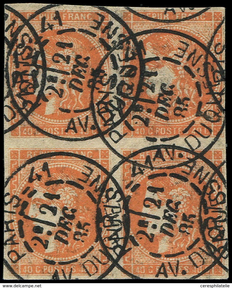 EMISSION DE BORDEAUX 48   40c. Orange, BLOC De 4 Obl. Càd 21/12/85 Donc Très Tardif, TB - 1870 Ausgabe Bordeaux