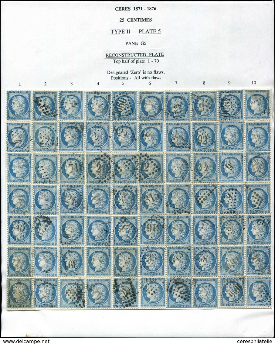 CERES DENTELE 60B  25c. Bleu, T II, 149 Ex. Obl., Reconstitution Partielle De La Planche 5, TB - 1849-1876: Klassik