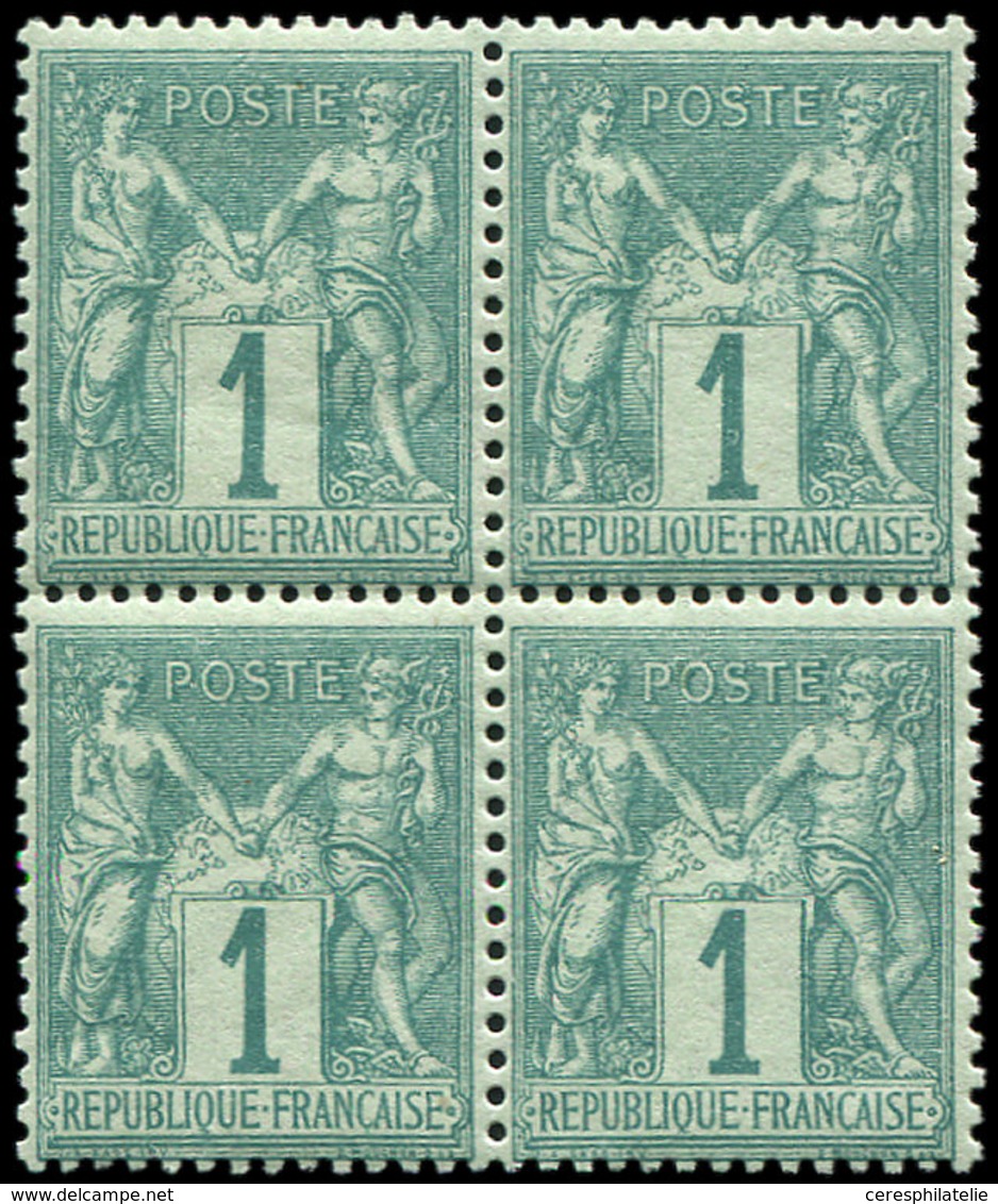 ** TYPE SAGE 61    1c. Vert, BLOC De 4, TB - 1876-1878 Sage (Type I)