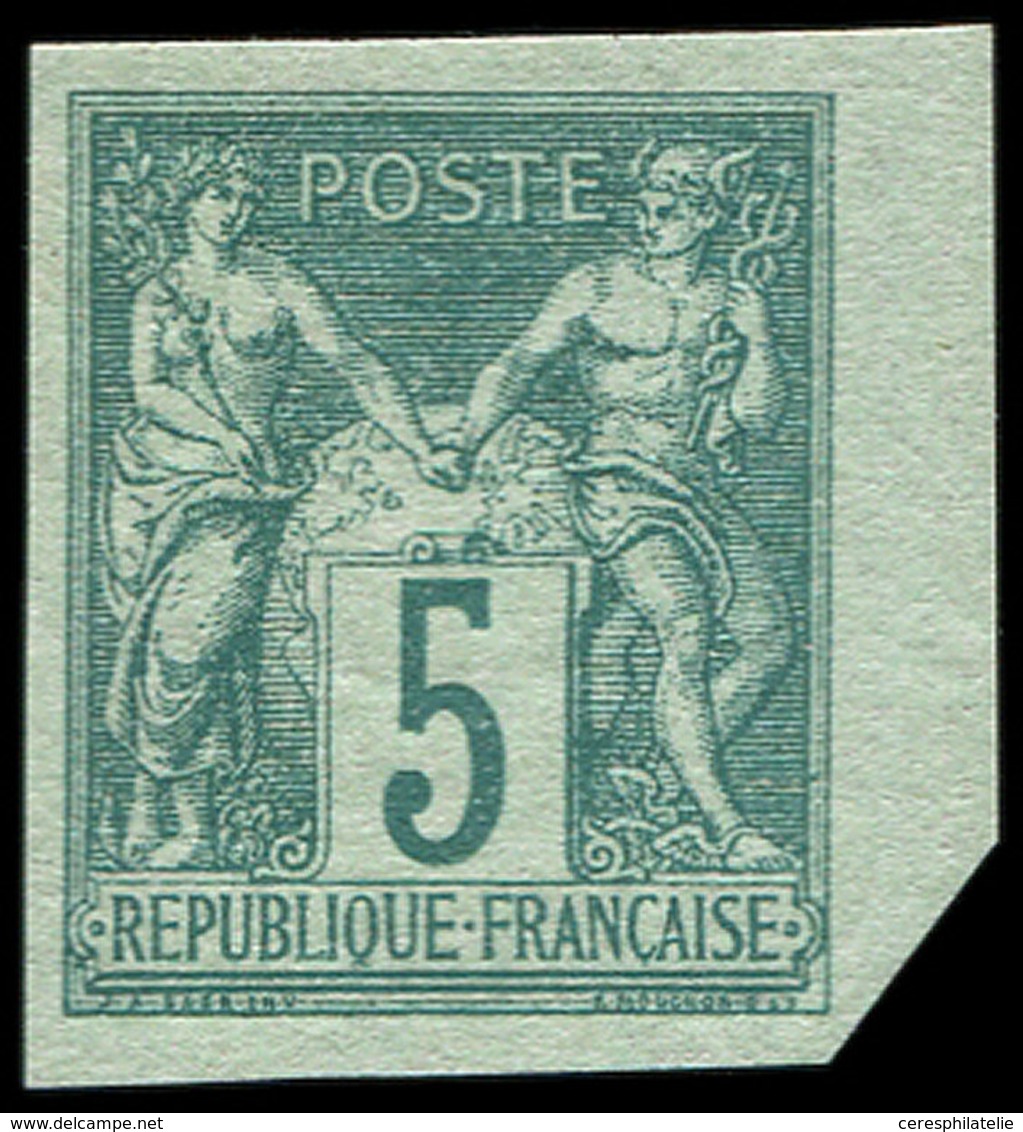 * TYPE SAGE 64a   5c. Vert, NON DENTELE, Petit Bdf, TB - 1876-1878 Sage (Typ I)