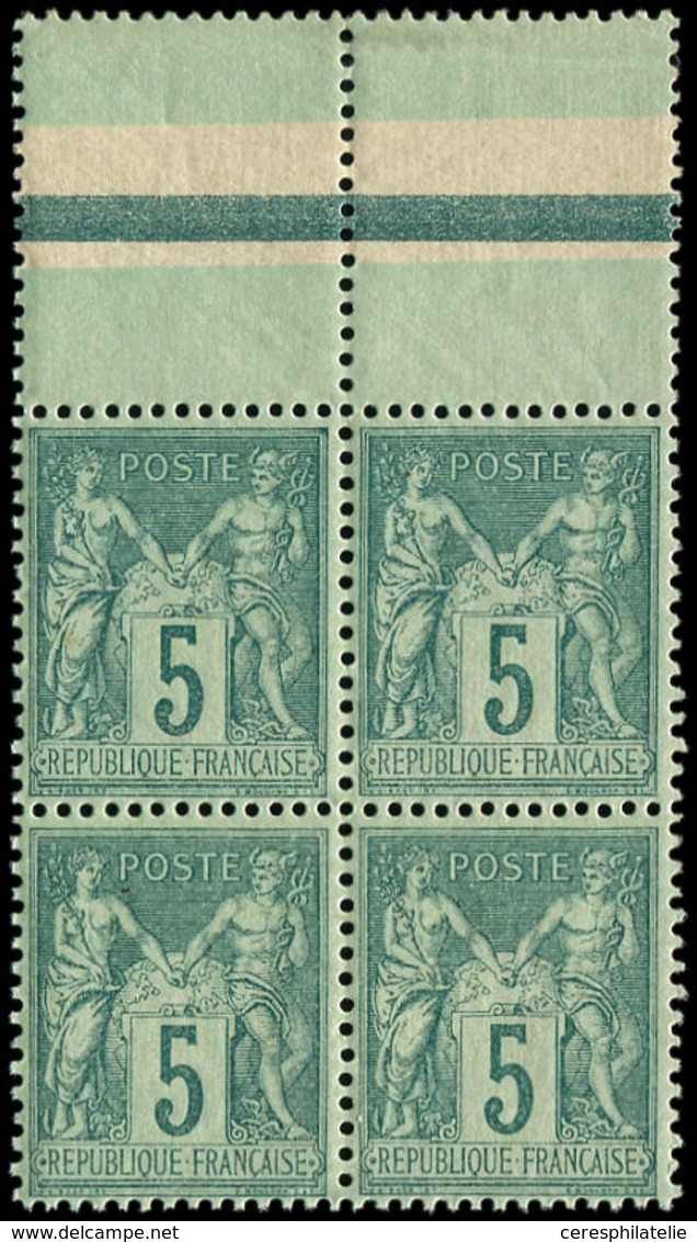 ** TYPE SAGE 75    5c. Vert, BLOC De 4 Bdf, Très Bon Centrage, TTB - 1876-1878 Sage (Type I)