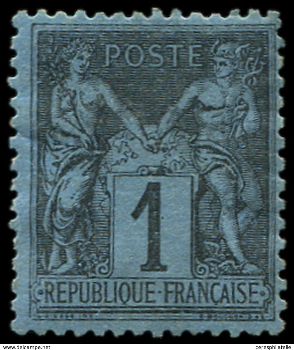 * TYPE SAGE 84    1c. Noir Sur BLEU De PRUSSE, Gomme Altérée, Sinon Frais Et TB, Certif Calves - 1876-1878 Sage (Type I)