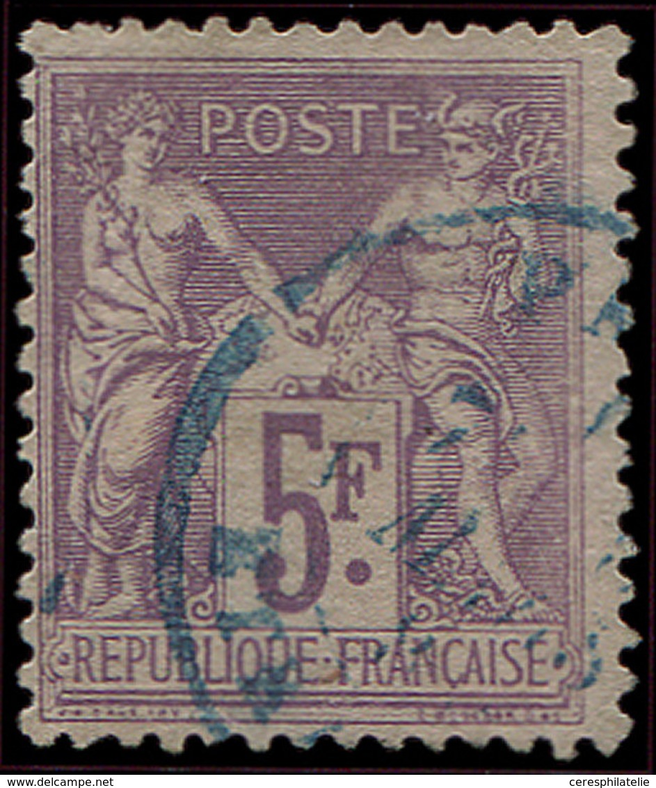 TYPE SAGE 95    5f. Violet Sur Lilas, Obl. Càd BLEU, TB - 1876-1878 Sage (Type I)