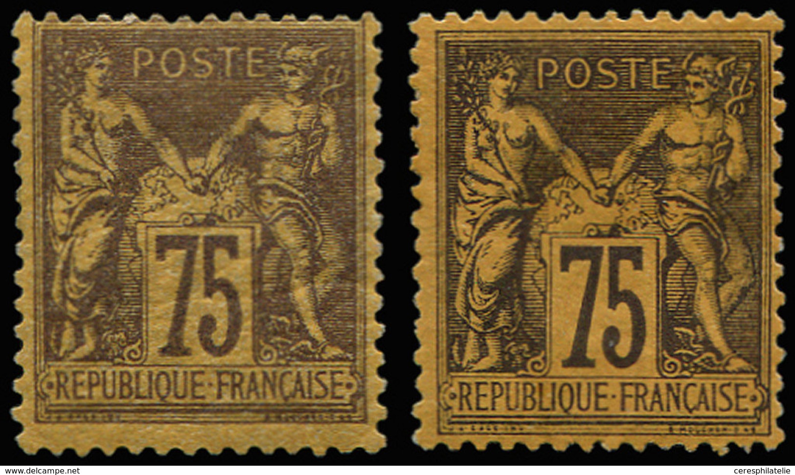 * TYPE SAGE 99 Et 99a, 75c. Violet Sur Orange Et Violet Sur Jaune, 2 Nuances Bien Distinctes, B/TB - 1876-1878 Sage (Type I)