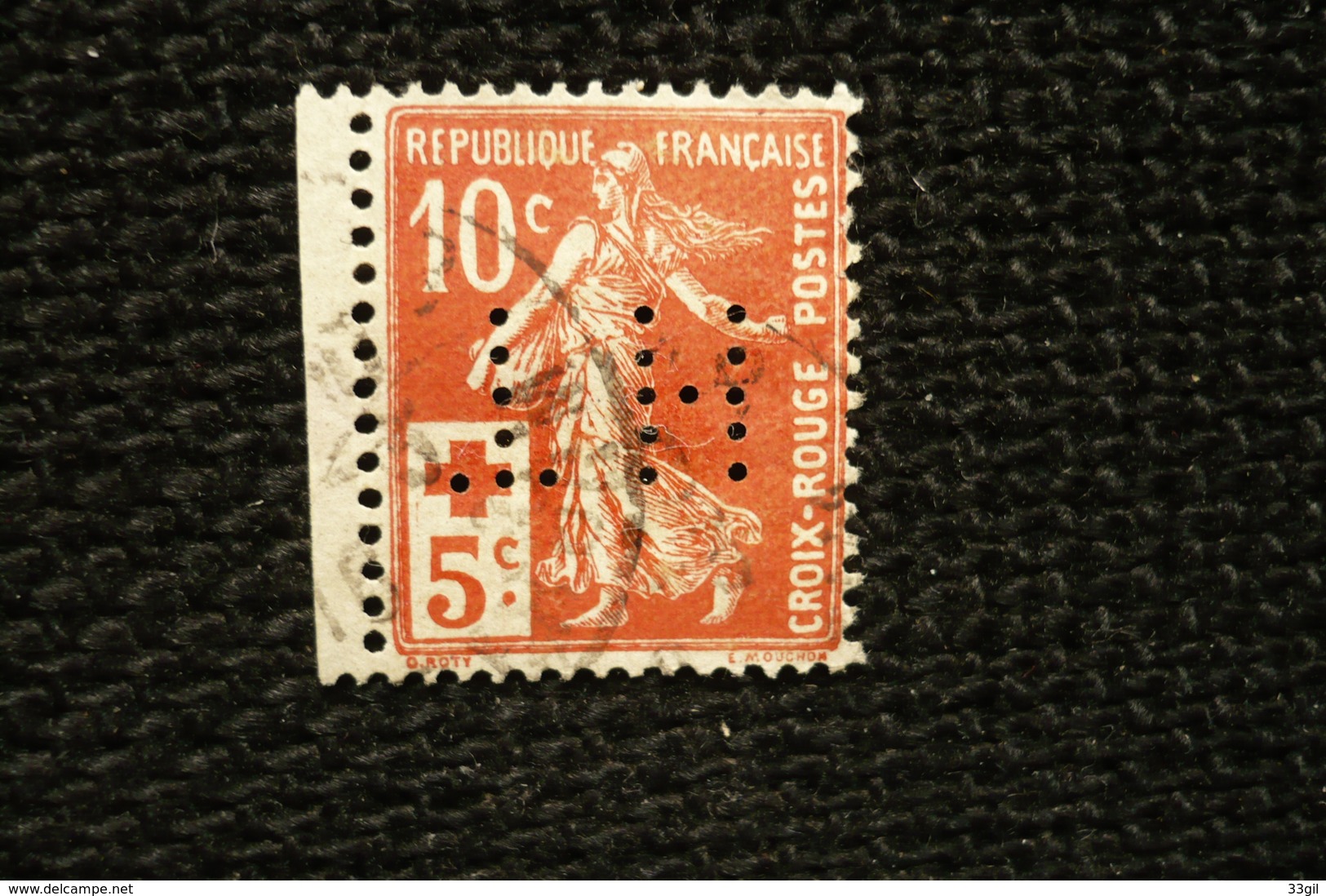 France Semeuse Croix Rouge   N°147 Perfin Lochung Perforé HT - Other & Unclassified